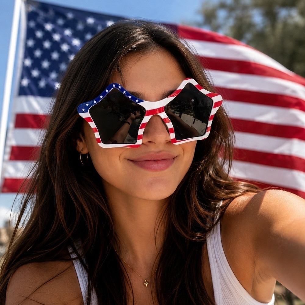 American Flag Star Shaped Novelty Sunglasses Patriotic 4th of July USA NWT